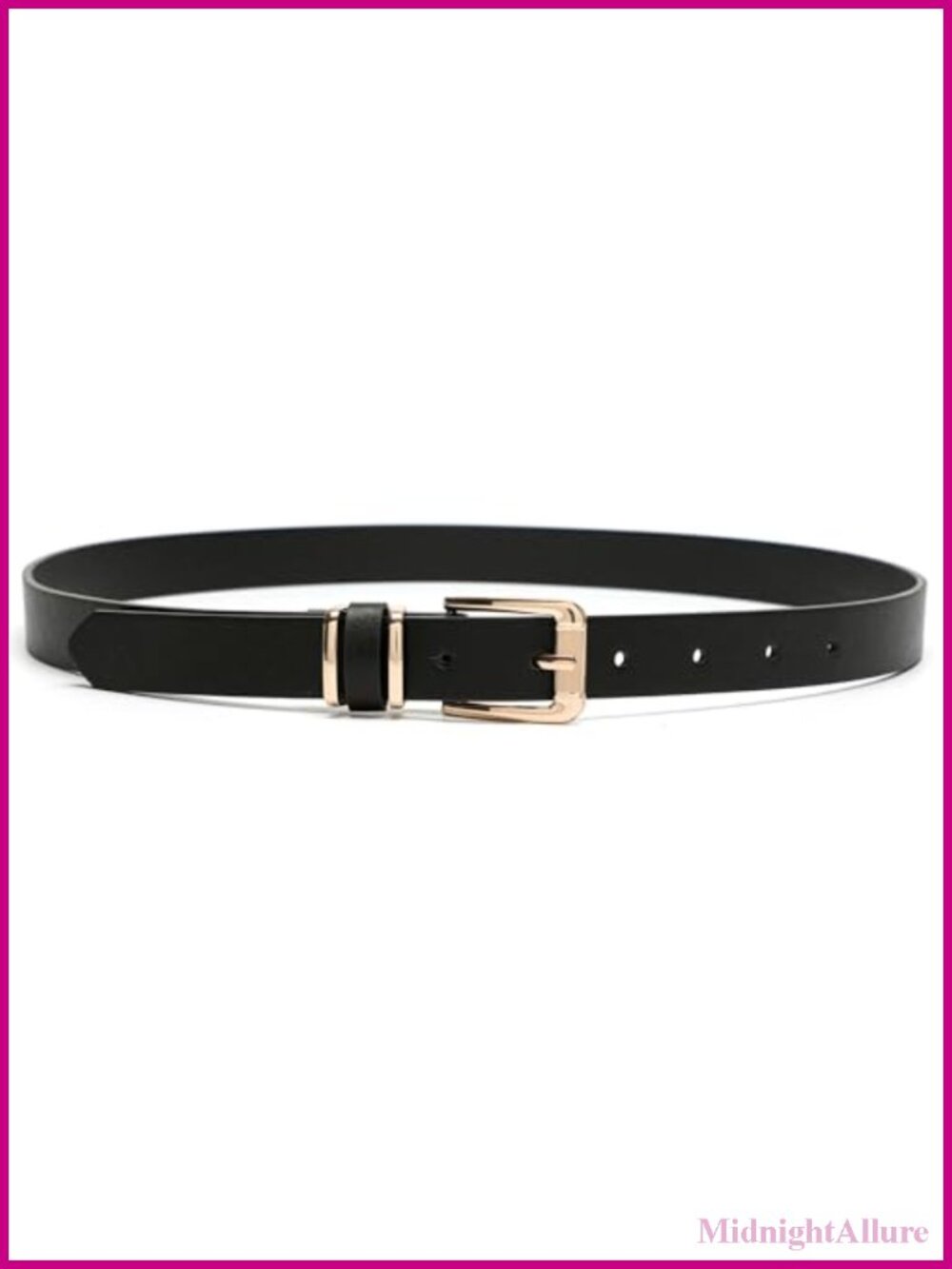 Women's Faux Leather Belt Gold Buckle Waist Belt for Jeans Dress
